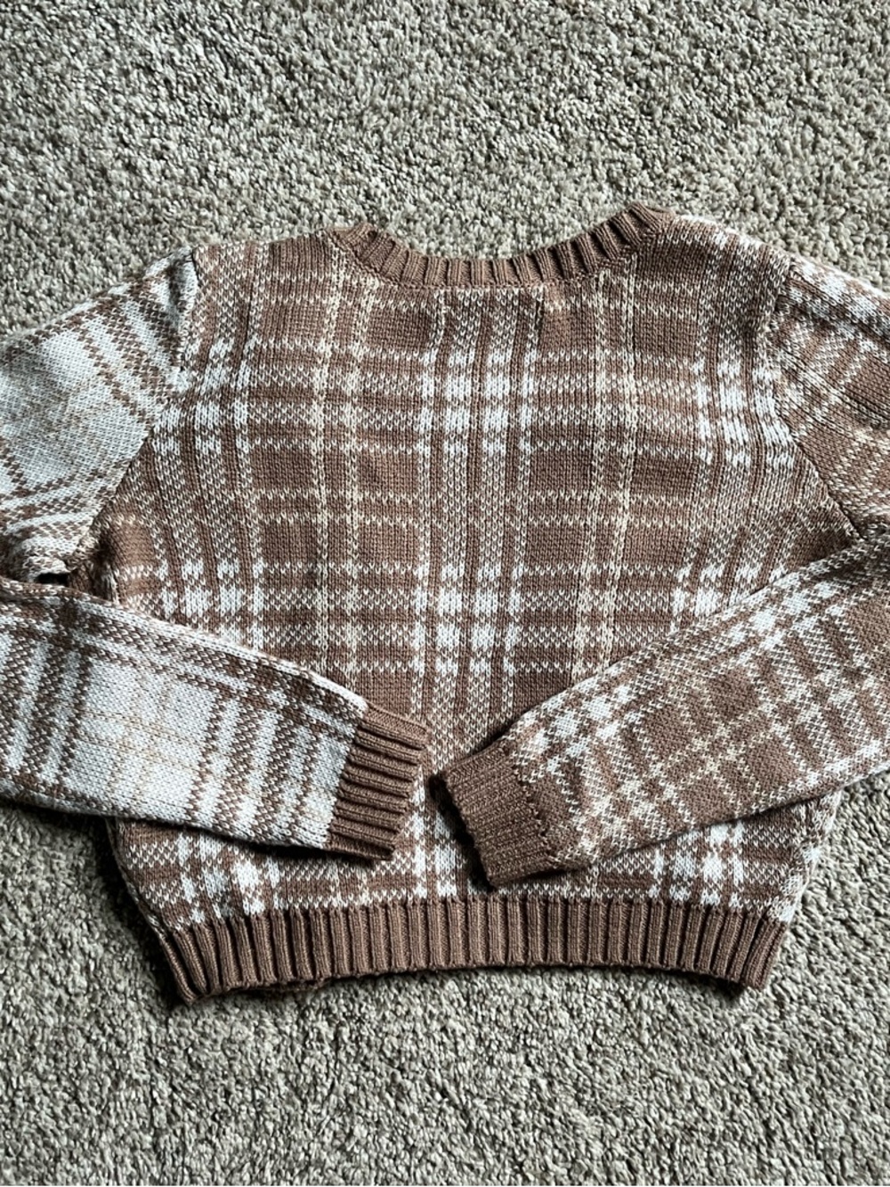 Hollister Brown & Cream cropped cardigan